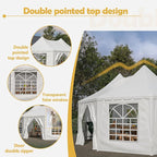 20x15 FT Heavy Duty Party Tent, White Outdoor Canopy with 7 Windows & 1 Door, Waterproof UV Protection Wedding Event Tent for Parties, Picnics, and Commercial Use