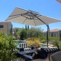 PURPLE LEAF 10 FT Cantilever Patio Umbrella Outdoor Umbrella with 220lbs Base Large Square Windproof Offset Umbrella for Pool Deck Garden, Pebble Grey