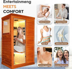 One Person Sauna Far Infrared Finland Spruce Wood Saunas Room Home Wood Spa Dry Saunas Single Person Spa Beauty of Natural Wood 67.3x37.4x29.5inch