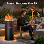 BALI OUTDOORS Propane Fire Pit Black, Column Outdoor Fire Pit Round, Outdoor Firepits for Outside Garden, Patio