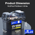 Wattcycle 12V 100Ah LiFePO4 Battery, Lithium Battery Up to 15000 Cycles, Low Temperature Protection, 10 Years Lifespan, Perfect for RV/Outdoor Camping/Home Energy Storage（BCI Group 24）