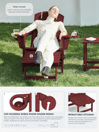 KINGYES Folding Adjustable Adirondack Chair with Ottoman & 2 Cup Holders Set of 4, HDEP Multifunctional Adirondack Chair with Footrest, Red