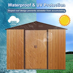8x10 FT Outdoor Storage Shed, Metal Garden Shed with Frame Floor, Outside Tool Shed with Lockable Sliding Doors, Waterproof Storage Building with Sloped Roof for Backyard, Patio, Lawn, Coffee