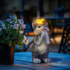 Solar Garden Decor Outdoor Statues Cat - Lawn Decor Statue for Patio, Balcony, Yard Ornament - Unique Gifts for Housewarming, Birthday, Christmas (Gray)