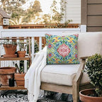 LVTXIII Set of 2 Patio Throw Pillows Waterproof 20"x20" Fade Resistant Outdoor Throw Pillows with Inserts, Fluffy Decorative Garden Toss Pillow Cushions for Home Patio Coach Sofa Use, Damask Red