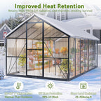 Wanan 14x8FT Greenhouses for Outdoors, Quick Assembly Polycarbonate Green House with UV Protection, Heavy Duty Windproof Aluminum Frame, Adjustable Roof Vent for Backyard or Outdoor Garden Use