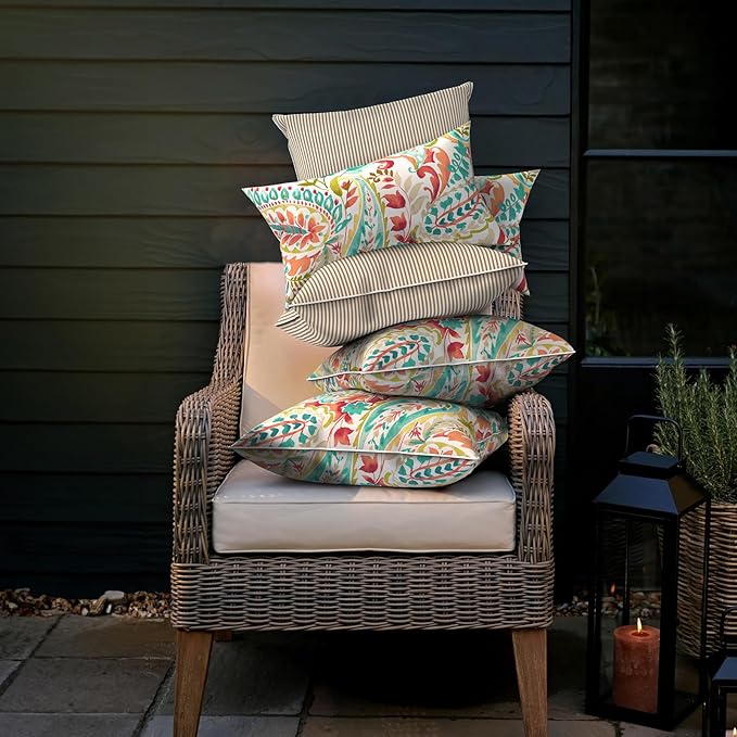 LVTXIII Set of 2 Patio Throw Pillows Waterproof 20"x20" Fade Resistant Outdoor Throw Pillows with Inserts, Fluffy Decorative Garden Toss Pillow Cushions for Home Patio Coach Sofa Use, Pretty Paisley