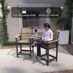 OTSUN Tall Adirondack Chairs Set of 4 with Connecting Tray, 24 inches HDPE Bar Height Outdoor Chairs, All Weather Resistant for Balcony, Porch, Kitchen (4 PCS, Black&Brown)