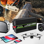 Novopal 1500W Pure Sine Wave Inverter, 12V DC to 110V/120V AC Car Power Converter, DC-AC Power Inverter with 4 Outlets, High-Power Interface，16ft Remote Control, LCD Display