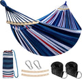 Anyoo Garden Cotton Hammock Comfortable Fabric Hammock with Spreader Bar Sturdy Hammocks Up to 450lbs Portable Lightweight Hammocks with Travel Bag for Camping Outdoor/Indoor Patio Backyard