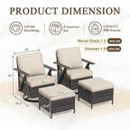 Outdoor Swivel Rocker Chairs Set of 4, Wicker Swivel Patio Chair with Ottomans, Patio Furniture Set for Outside Backyard