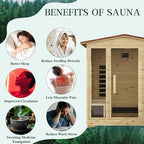 4 Person Outdoor Infrared Sauna - 3D Fast Heating Home Spa Sauna w/Chromotherapy Light, Wooden Sauna Room Kit w/Bluetooth Speaker (CE Certified,220V)