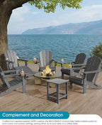 MUCHENGHY Adirondack Outdoor Side Table, 14.7" Patio Side Table Weather Resistant, HDPE Outdoor End Tables for Patio, Gray