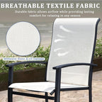 Outdoor Dining Chairs Set of 2, Stackable Patio Chairs with Metal Frame & Textilene Fabric, Perfect for Patio Garden Deck, Oyster