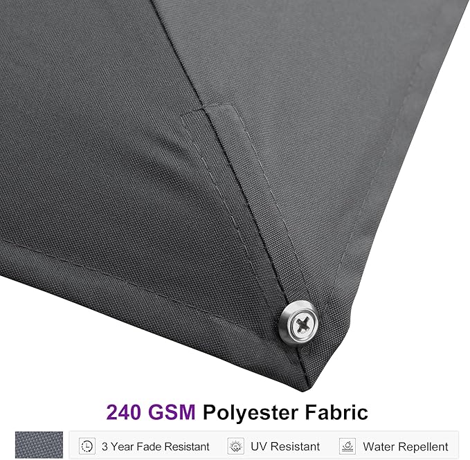 PURPLE LEAF 13 FT Square Patio Umbrella Large Cantilever Outdoor Aluminum Offset Umbrella with 360-degree Rotation for Garden Deck Backyard Pool Grey