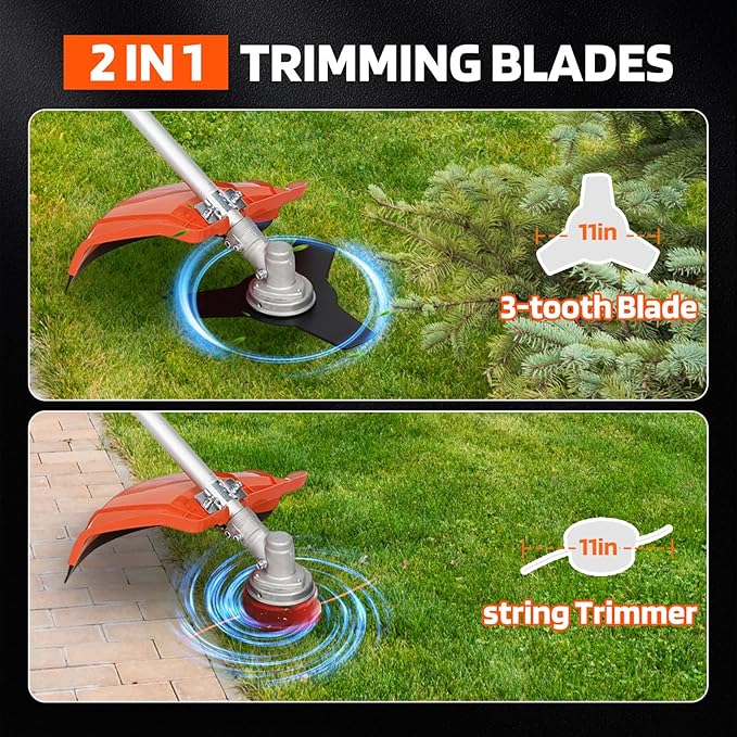52cc 2-Cycle Gas Weed Wacker, 2-in-1 Gas Weed Eater, 8500rpm High Power Brush Cutter Trimmer for Grass and Weed, Hedge Trimmer String Trimmer(US Fast Arrival