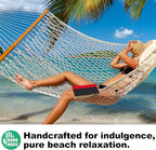 12ft Double Hammocks, Handwoven Traditional Cotton Rope Hammock with Hardwood Spreader Bar, Chains and Hooks for Indoor Outdoor, Max 450 lbs Capacity (Beige, Full)