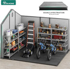 YITAHOME 8x10ft Outdoor Resin Storage Shed with Floor, 544 cuft Waterproof Garden Shed with Lockable Door, Windows & Vents, Plastic Tool Storage for Patio Furniture, Lawnmower, and Bike Storage, Gray