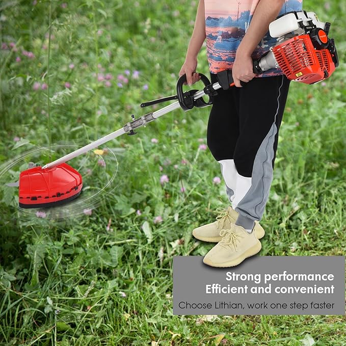 Powerful Gas String Trimmer,Full Functioning Guard Accessories Hedge Trimmer String Trimmers Lawn Mower 52CC Petrol Hedge Trimmer Chainsaw Brush Cutter from USA Red