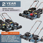 SENIX 21-Inch Gas Push Lawn Mower with 140 cc 4-Cycle Briggs & Stratton Engine, Mulching and Side Discharge, 6-Position Dual Lever Height Adjustment (LSPG-M6)