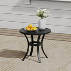 VICLLAX 3 Pieces Small Outdoor Furniture, 2 Patio Swivel Chairs and Small Round Outdoor Table for 2, Blue Chairs & Black
