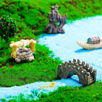 Jetec 12 Pcs Garden Accessories Miniature Bridge Mini Lighthouse Water Well Bridge Figurines Pond Lawn Ornament Figurines for DIY Craft Garden Decor(Retro Style)