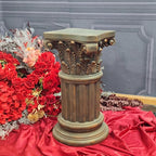 OUTOUR Exquisite Magnesium Oxide Corinthian Greek Column Pillar with Stand Base Pedestal for Indoor Outdoor Garden Pedestals Backyard Courtyard Patio Office Decor23.8’’High,Dark Bronze
