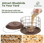 Kingsyard Bluebird Feeders for Outdoors Hanging, All Metal, Cage Bird Feeder with Tray, Squirrel Proof & Weatherproof, Easy to Refill & Clean (Brown)