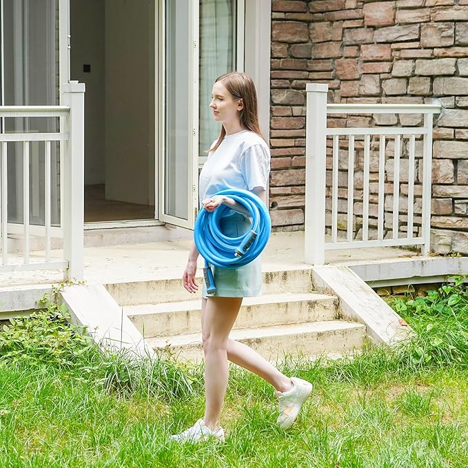 Fevone Garden Hose 12 ft., Lightweight Hybrid Water Hose, Flexible and Durable, Leak-Free Connections