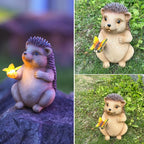 Solar Hedgehog Outdoor Statues Garden Decor with Butterfly LED Lights Hedgehog Statues for Patio Balcony Yard Lawn Ornament, Birthday Gardening Gifts for Mom Grandma Women