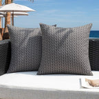 Kevin Textile Outdoor Waterproof Throw Pillow Covers Pack of 2 Farmhouse Decorative Cushion Covers for Garden Patio Tent Balcony Bench Couch Sofa 20x20 Inch, Dark Grey