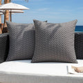 Kevin Textile Outdoor Waterproof Throw Pillow Covers Pack of 2 Weaving Texture Water Resistant Outside Decorative Cushion Covers for Garden Patio Tent Balcony Bench Couch Sofa 16x16 Inch, Dark Grey