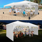COBIZI 10x20 Pop Up Canopy Tent with 4 Sidewalls, Instant One-Push Setup, Commercial Canopy with Air Vent & Reflective Strip, UPF 50+ Waterproof Party Tent with Sandbags & Stakes for Events (White)