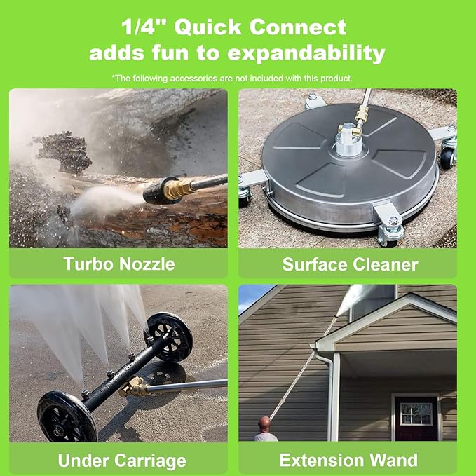 Pressure Washer 4800 PSI Power Washers Powered with 33ft Pressure Hose, 4 Nozzle and Foam Cannon, Powerwashers for Home, Cars, Patio, Green