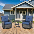 Patio Wicker Chairs Swivel Rocker,3 Pieces Patio Furniture Set with 360 Degree Wicker Swivel Rocking Chairs and Side Table for Garden,Porch,Backyard