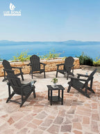 LUE BONA HDPE Adirondack Chairs Set of 2,Plastic Adirondack Chairs with Cup Holder Weather Resistant for Outdoor, Patio, Lawn, Garden, Backyard Deck, Fire Pit, Black
