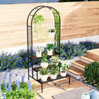 Garden 4 you 3 Tier Metal Plant Stand Garden Arch Arbor Trellis for Outdoor Display Shelf Flower Pot Holder Storage Organizer Rack for Indoor Home,Patio Balcony Yard(Black, Arch)…