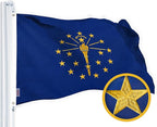 G128 Indiana State Flag | 2.5x4 Ft | StormFlyer Series Embroidered 220GSM Spun Polyester | Embroidered Design, Indoor/Outdoor, Brass Grommets, Heavy Duty, All Weather