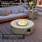 UPHA 42-inch Outdoor Propane Gas Fire Pit Table 50000 BTU Concrete Rectangle FirePit for Outside Patio with Propane Tank Cover, Wind Guad, Blue Glass Rocks, Rain Cover, Beige Texture