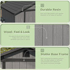 Patiowell 4 x 4 Plastic Outdoor Storage Shed with Floor, Resin Outside Tool Shed with Window and Lockable Door for Backyard Garden Patio Lawn, Deep Gray (Fit-it Shed)