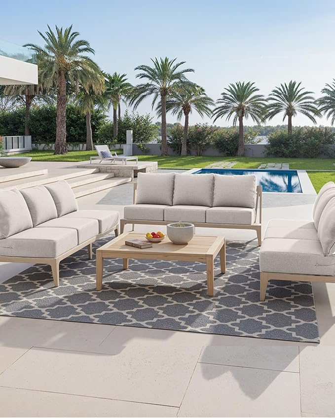 Luxury 24x24x6 Inch Outdoor Chair Cushions Set of 4 - Heavy Duty Water-Resistant Comfortable Cushion for Patio Furniture Set Dining Gliding Rocking Chairs Loveseat L-Shape Sofa - Beige