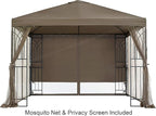 APEX GARDEN Symphony II 10 Ft. x 10 Ft. Gazebo w/Net/Privacy Curtain/Planter Holders