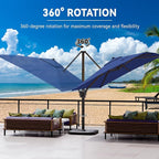 9' X 12' Cantilever Patio Umbrella 360°Rotation Rectangular Outdoor Large Offset Umbrellas Heavy Duty Windproof for Garden Deck Pool Backyard, Navy