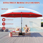 Sundale Outdoor Olefin 5-Year-Non-Fading 15 ft Patio Umbrella with Sand Bag Base and Cover, Large Outdoor Double-Sided Umbrella