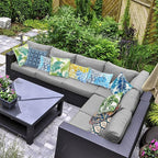 JMGBird 12×20 Inch Outdoor Lumbar Pillows Pack of 2 Colors Waterproof Throw Pillows with Insert Rectangular Decorative Garden Cushion for Home Furniture Patio Coach Sofa