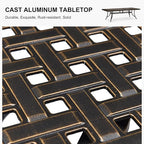 PURPLE LEAF 9 Pieces Patio Dining Sets Cast Aluminum Furniture with Rectangular Table for Lawn Garden Backyard Deck Outdoor Dining Sets with Cushions and Pillows, Lattice Navy Blue