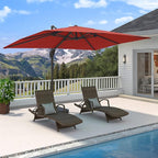 9' X 12' Cantilever Patio Umbrella 360°Rotation Rectangular Outdoor Large Offset Umbrellas Heavy Duty Windproof for Garden Deck Pool Backyard, Red
