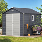 DWVO 8x9FT Outdoor Storage Shed w/o Floor, All-Weather Plastic Shed with Lockable Doors, Window & Vents, Plastic Tool Shed for Backyard, Patio, Poolside, Lawn, Gray