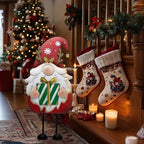 TERESA'S COLLECTIONS Gnome Christmas Decorations,Metal Red White Santa Holding Gifts,Christmas Gnome Statue for Garden Indoor Outdoor,Decorative Yard Art Signs for Lawn Xmas New Year Winter Decor,24"