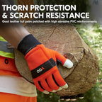 Vgo... 1Pair Chainsaw Gloves, 12-Layer Chainsaw Protection on Left Hand Back,Goat leather Work Gloves, Mechanic Gloves